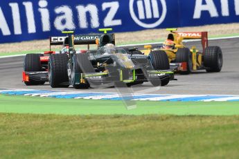 © 2012 Octane Photographic Ltd. German GP Hockenheim - Saturday 21st July 2012 - GP2 Race 1 - Caterham Racing - Giedo van der Garde leads Luiz Razia and Max Chilton. Digital Ref : 0419lw1d4101