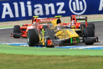 © 2012 Octane Photographic Ltd. German GP Hockenheim - Saturday 21st July 2012 - GP2 Race 1 - Dams - Felipe Nasr leads Luiz Razia and Max Chilton. Digital Ref : 0419lw1d4107