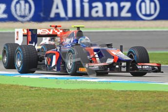 © 2012 Octane Photographic Ltd. German GP Hockenheim - Saturday 21st July 2012 - GP2 Race 1 - iSport International - Jolyon Palmer takes the Rapax of Tom Dillmann with both cars on intermediates. Digital Ref : 0419lw1d4168