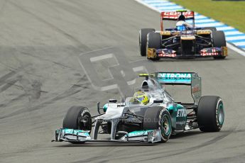 © 2012 Octane Photographic Ltd. German GP Hockenheim - Sunday 22nd July 2012 - F1 Race. Mercedes W03 - Nico Rosberg and © 2012 Octane Photographic Ltd. German GP Hockenheim - Sunday 22nd July 2012 - F1 Race. Toro Rosso STR7 - Jean-Eric Vergne. Digital Ref : 0423lw1d5141