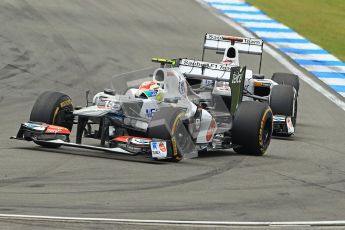 © 2012 Octane Photographic Ltd. German GP Hockenheim - Sunday 22nd July 2012 - F1 Race. The Sauber C31 of Sergio Perez overtakes his team mate Kamui Kobayashi into the hairpin. Digital Ref : 0423lw1d5196