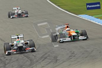 © 2012 Octane Photographic Ltd. German GP Hockenheim - Sunday 22nd July 2012 - F1 Race. Sauber C31 - Sergio Perez eases past Paul di Resta. Digital Ref : 0423lw1d5266