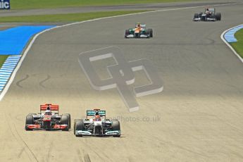 © 2012 Octane Photographic Ltd. German GP Hockenheim - Sunday 22nd July 2012 - F1 Race. McLaren MP4/27 - Jenson Button lines up Michael Schumacher's Mercedes. Digital Ref : 0423lw1d5320