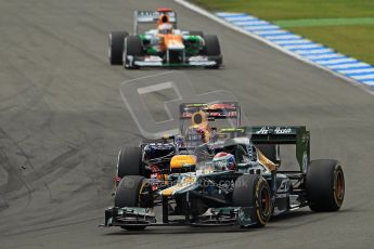 © 2012 Octane Photographic Ltd. German GP Hockenheim - Sunday 22nd July 2012 - F1 Race. Red Bull RB8 - Mark Webber and Caterham CT01 of Vitaly Petrov. Digital Ref : 0423lw1d5423