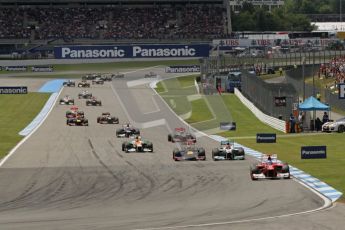 © 2012 Octane Photographic Ltd. German GP Hockenheim - Sunday 22nd July 2012 - F1 Race. Ferrari F2012 - Fernando Alonso leads the pack on the opening lap - a lead he never relinquished. Digital Ref : 0423lw7d8545