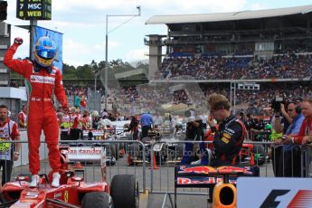 © 2012 Octane Photographic Ltd. German GP Hockenheim - Sunday 22nd July 2012 - F1 Podium - Fernando Alonso - Winner (Ferrari) celebrates after climbing out his car. Digital Ref : 0421lw7d6435