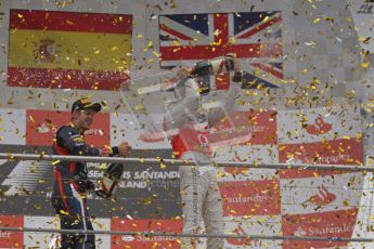 © 2012 Octane Photographic Ltd. German GP Hockenheim - Sunday 22nd July 2012 - F1 Podium - Sebastian Vettel, 2nd (Red Bull), and Jenson Button 3rd. Vettel was later dropped to 5th with a penalty for overtaking Button (McLaren) off the track in the final laps. Digital Ref : 0421lw7d9386