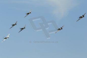 World © 2012 Octane Photographic Ltd. Goodwood Revival. September 15th 2012. Spitfires and Hurricanes in formation. Digital Ref : 0521cb1d9754
