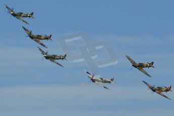 World © 2012 Octane Photographic Ltd. Goodwood Revival. September 15th 2012. Spitfires and Hurricanes in formation. Digital Ref : 0521cb1d9759