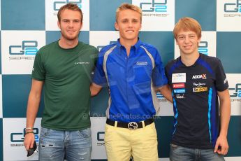 © 2012 Octane Photographic Ltd. Italian GP Monza - Friday 7th September 2012 - GP2 Qualifying Press Conference - Carlin - Max Chilton (1st), Caterham Racing - Giedo van der Garde (2nd) and Barwa Addax team - Johnny Cecotto (3rd but with 5 place penalty). Digital Ref : 0509cb7d2434