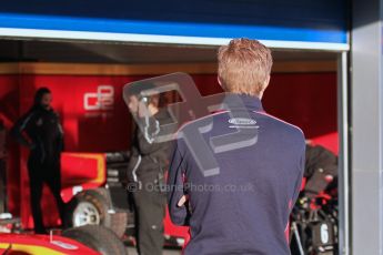 © Octane Photographic Ltd. GP2 Winter testing Jerez Day 1, Tuesday 28th February 2012. iSport International, Marcus Ericsson watches the activity in the Racing Engineering garage. Digital Ref :