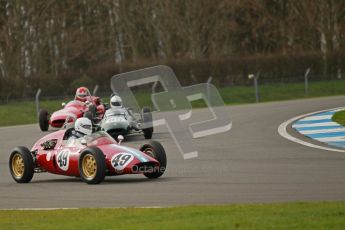 © Octane Photographic Ltd. HSCC Donington Park 17th March 2012. Historic Formula Junior Championship (Rear engine).. Mike Gregory - De Tomaso ISIS. Digital ref : 0243cb1d7391