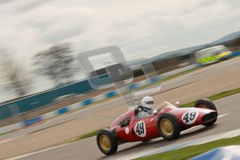 © Octane Photographic Ltd. HSCC Donington Park 17th March 2012. Historic Formula Junior Championship (Rear engine).. Mike Gregory - De Tomaso ISIS. Digital ref : 0243cb1d7461