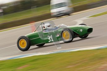 © Octane Photographic Ltd. HSCC Donington Park 17th March 2012. Historic Formula Junior Championship (Rear engine).. Robert Barrie - Lotus 18. Digital ref : 0243cb1d7501