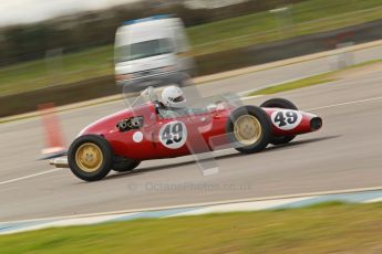 © Octane Photographic Ltd. HSCC Donington Park 17th March 2012. Historic Formula Junior Championship (Rear engine).. Mike Gregory - De Tomaso ISIS. Digital ref : 0243cb1d7518