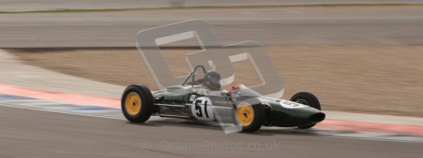 © Octane Photographic Ltd. HSCC Donington Park 17th March 2012. Historic Formula Junior Championship (Rear engine).. Michael Hibberd - Lotus 27. Digital ref : 0243lw7d7068