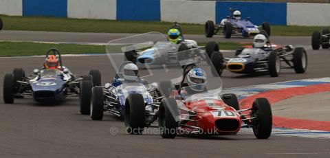 © Octane Photographic Ltd. HSCC Donington Park 17th March 2012. Historic Formula Ford Championship. Simon Baines - Merlyn Mk20 followed by David Wild - Lola T200. . Digital ref : 0240lw7d4357