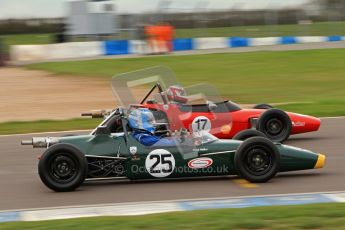 © Octane Photographic Ltd. HSCC Donington Park 17th March 2012. Historic Formula Ford Championship. Philip Walker - Crossle 16F passing Brian Morris - Macon MR7. . Digital ref : 0240lw7d4941
