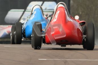 © Octane Photographic Ltd. HSCC Donington Park 17th March 2012. Historic Formula Junior Championship (Front engine). Gordon Wright - Stanguellini and Jan Biekens - Stanguellini FJ. Digital ref : 0241cb7d3916