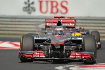 © 2012 Octane Photographic Ltd. Hungarian GP Hungaroring - Sunday 29th July 2012 - F1 Race. McLaren MP4/27 - Jenson Button and Red Bull RB8 - Sebastian Vettel. Digital Ref :