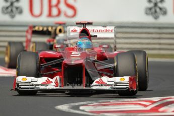© 2012 Octane Photographic Ltd. Hungarian GP Hungaroring - Sunday 29th July 2012 - F1 Race. Ferrari F2012 - Fernando Alonso and Lotus E20 - Kimi Raikkonen. Digital Ref :