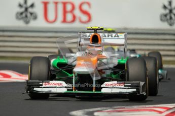 © 2012 Octane Photographic Ltd. Hungarian GP Hungaroring - Sunday 29th July 2012 - F1 Race. Force India VJM05 - Nico Hulkenberg and Mercedes W03 - Nico Rosberg. Digital Ref :