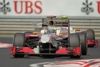© 2012 Octane Photographic Ltd. Hungarian GP Hungaroring - Sunday 29th July 2012 - F1 Race. HRT F112 - Pedro de La Rosa and Narain Karthikeyan. Digital Ref :