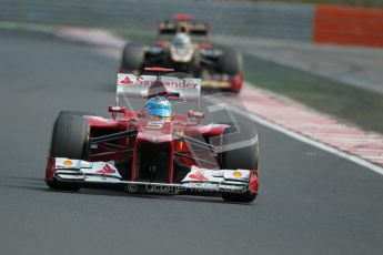 © 2012 Octane Photographic Ltd. Hungarian GP Hungaroring - Sunday 29th July 2012 - F1 Race. Ferrari F2012 - Fernando Alonso and Lotus E20 - Kimi Raikkonen. Digital Ref :