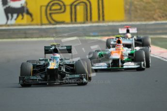 © 2012 Octane Photographic Ltd. Hungarian GP Hungaroring - Sunday 29th July 2012 - F1 Race. Caterham CT01 - Vitaly Petrov and Force India VJM05 - Nico Hulkenberg. Digital Ref :
