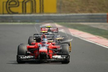 © 2012 Octane Photographic Ltd. Hungarian GP Hungaroring - Sunday 29th July 2012 - F1 Race. Marussia MR01 - Charles Pic and Toro Rosso STR7 - Jean-Eric Vergne. Digital Ref :