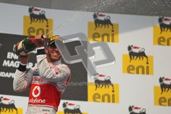© 2012 Octane Photographic Ltd. Hungarian GP Hungaroring - Sunday 29th July 2012 - F1 Podium. Lewis Hamilton - Race winner, sprays the champaign. Digital Ref :