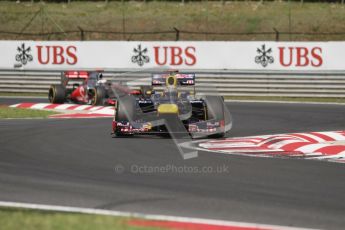 © 2012 Octane Photographic Ltd. Hungarian GP Hungaroring - Sunday 29th July 2012 - F1 Race. Red Bull RB8 - Sebastian Vettel and McLaren MP4/27 - Jenson Button. Digital Ref :