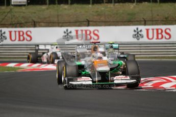 © 2012 Octane Photographic Ltd. Hungarian GP Hungaroring - Sunday 29th July 2012 - F1 Race. Force India VJM05 - Paul di Resta, Mercedes W03 - Michael Schumacher and Sauber C31 - Sergio Perez. Digital Ref :