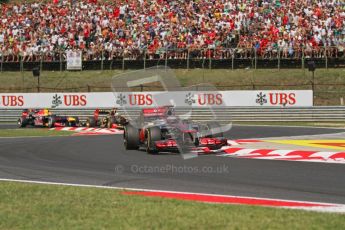 © 2012 Octane Photographic Ltd. Hungarian GP Hungaroring - Sunday 29th July 2012 - F1 Race. McLaren MP4/27 - Jenson Button, Sebastian Vettel, Kimi Raikkonen and Mark Webber. Digital Ref :