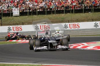 © 2012 Octane Photographic Ltd. Hungarian GP Hungaroring - Sunday 29th July 2012 - F1 Race. Williams FW34 - Pastor Maldonado, Sauber C31 - Sergio Perez and Toro Rosso STR7 - Daniel Ricciardo. Digital Ref :