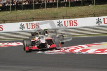 © 2012 Octane Photographic Ltd. Hungarian GP Hungaroring - Sunday 29th July 2012 - F1 Race. HRT F112 - Pedro de La Rosa and Narain Karthikeyan. Digital Ref :