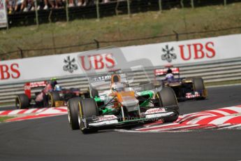 © 2012 Octane Photographic Ltd. Hungarian GP Hungaroring - Sunday 29th July 2012 - F1 Race. Force India VJM05 - Paul di Resta and the 2 Toro Rosso STR7s of Daniel Ricciardo and Jean-Eric Vergne. Digital Ref :