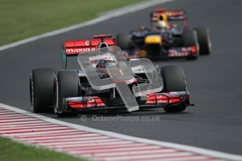 © 2012 Octane Photographic Ltd. Hungarian GP Hungaroring - Sunday 29th July 2012 - F1 Race. McLaren MP4/27 - Jenson Button and Red Bull RB8 - Sebastian Vettel. Digital Ref :
