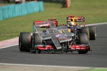 © 2012 Octane Photographic Ltd. Hungarian GP Hungaroring - Sunday 29th July 2012 - F1 Race. McLaren MP4/27 - Jenson Button and Red Bull RB8 - Sebastian Vettel. Digital Ref :