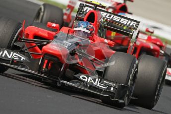 © 2012 Octane Photographic Ltd. Hungarian GP Hungaroring - Friday 27th July 2012 - F1 Practice 1. Marussia MR01 - Charles Pic followed by Fernando Alonso - Ferrari F2012. Digital Ref :