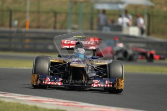 © 2012 Octane Photographic Ltd. Hungarian GP Hungaroring - Saturday 28th July 2012 - F1 Practice 3. Toro Rosso STR7 - Jean-Eric Vergne and McLaren MP4/27 - Jenson Button. Digital Ref : 0429lw1d6736