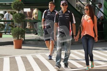 © 2012 Octane Photographic Ltd. Hungarian GP Hungaroring - Saturday 28th July 2012 - F1 Practice 3. Williams FW34 - Pastor Maldonado and Gabriella Tarkany. Digital Ref : 0429lw7d5911