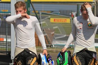 © 2012 Octane Photographic Ltd. Hungarian GP Hungaroring - Saturday 27th July 2012 - GP3 Paddock. Lotus GP - Aaro Vainio and Conor Daly. Digital Ref : 0424cb7d9610