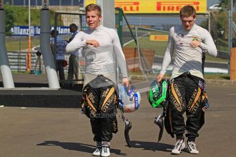 © 2012 Octane Photographic Ltd. Hungarian GP Hungaroring - Saturday 27th July 2012 - GP3 Paddock. Lotus GP - Aaro Vainio and Conor Daly. Digital Ref : 0424cb7d9614