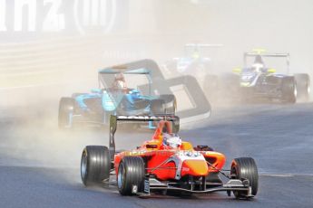 © 2012 Octane Photographic Ltd. German GP Hockenheim - Saturday 21st July 2012 - GP3 Race 1 - MW Arden - Matias Laine leads the pack on the still wet track on lap 1. Digital Ref :