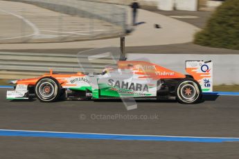 © 2012 Octane Photographic Ltd. Jerez Winter Test Day 1 - Tuesday 7th February 2012. Force India VJM05 - Paul di Resta. Digital Ref : 0217lw7d3242