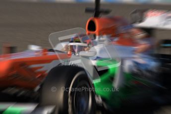 © 2012 Octane Photographic Ltd. Jerez Winter Test Day 2 - Wednesday 8th February 2012. Force India VJM05 - Jules Bianchi. Digital Ref : 0218lw1d5459_blur