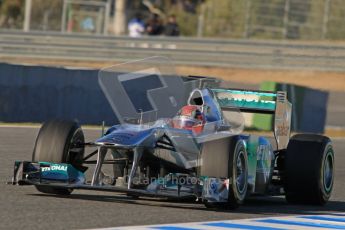 © 2012 Octane Photographic Ltd. Jerez Winter Test Day 2 - Wednesday 8th February 2012. Mercedes MGP W02 - Michael Schumacher. Digital Ref : 0218lw1d5594