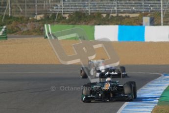 © 2012 Octane Photographic Ltd. Jerez Winter Test Day 3 - Thursday 9th February 2012. Caterham CT01 - Giedo van der Garde and Sauber C31 - Sergio Perez. Digital Ref : 0219lw1d6828