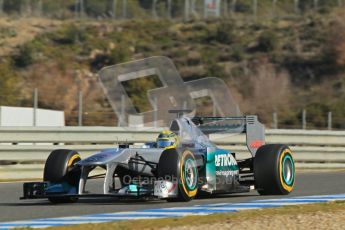 © 2012 Octane Photographic Ltd. Jerez Winter Test Day 3 - Thursday 9th February 2012. Mercedes MGP W02 - Nico Rosberg. Digital Ref : 0219lw1d7485